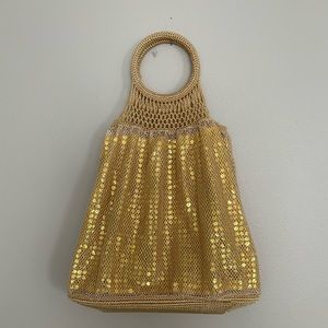 Parisian French market bag gold for the the farmers market the beach or brunch